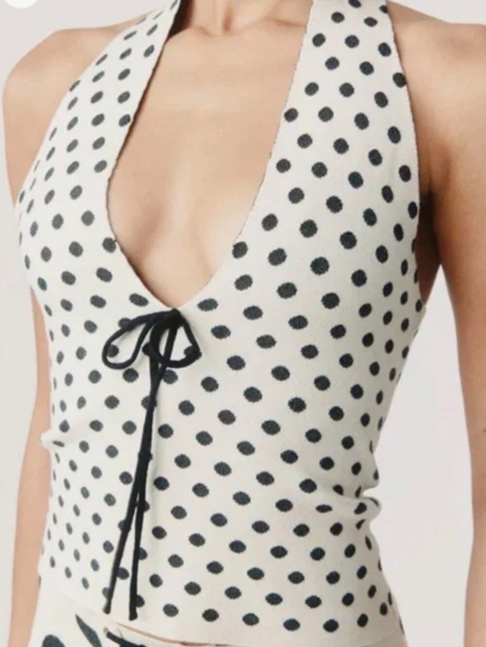 With Jean Dottie Top in Black & White Polka Dot XS NEW with tags